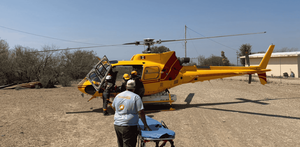 Protección Civil estatal realizó un traslado aeromédico de urgencia.