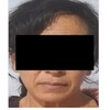 Ficha de vinculación a proceso de la Fiscalía de Jalisco con una foto de una mujer con los ojos censurados por un cuadro negro