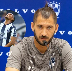 Nico Sánchez en conferencia de prensa con Rayados.