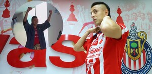 Roberto Alvarado, jugador de las Chivas haciendo sombra.