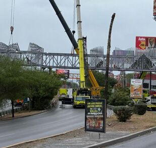 Cierre vial tras instalación de puente peatonal en Eloy Cavazos
