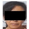 Ficha de vinculación a proceso de la Fiscalía de Jalisco con una foto de una mujer con los ojos censurados por un cuadro negro
