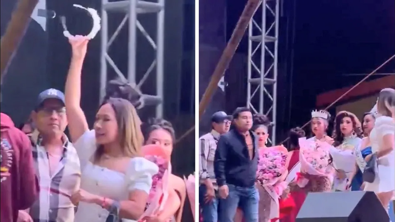 Una mujer irrumpió en el escenario durante la coronación de Señorita Acatlán 2026 y arrojó la corona y el ramo de la ganadora.