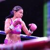 Gabriela 'La Bonita' Sánchez, durante la pelea contra 'La Rebelde' de Marco en el auditorio GNP seguros.
