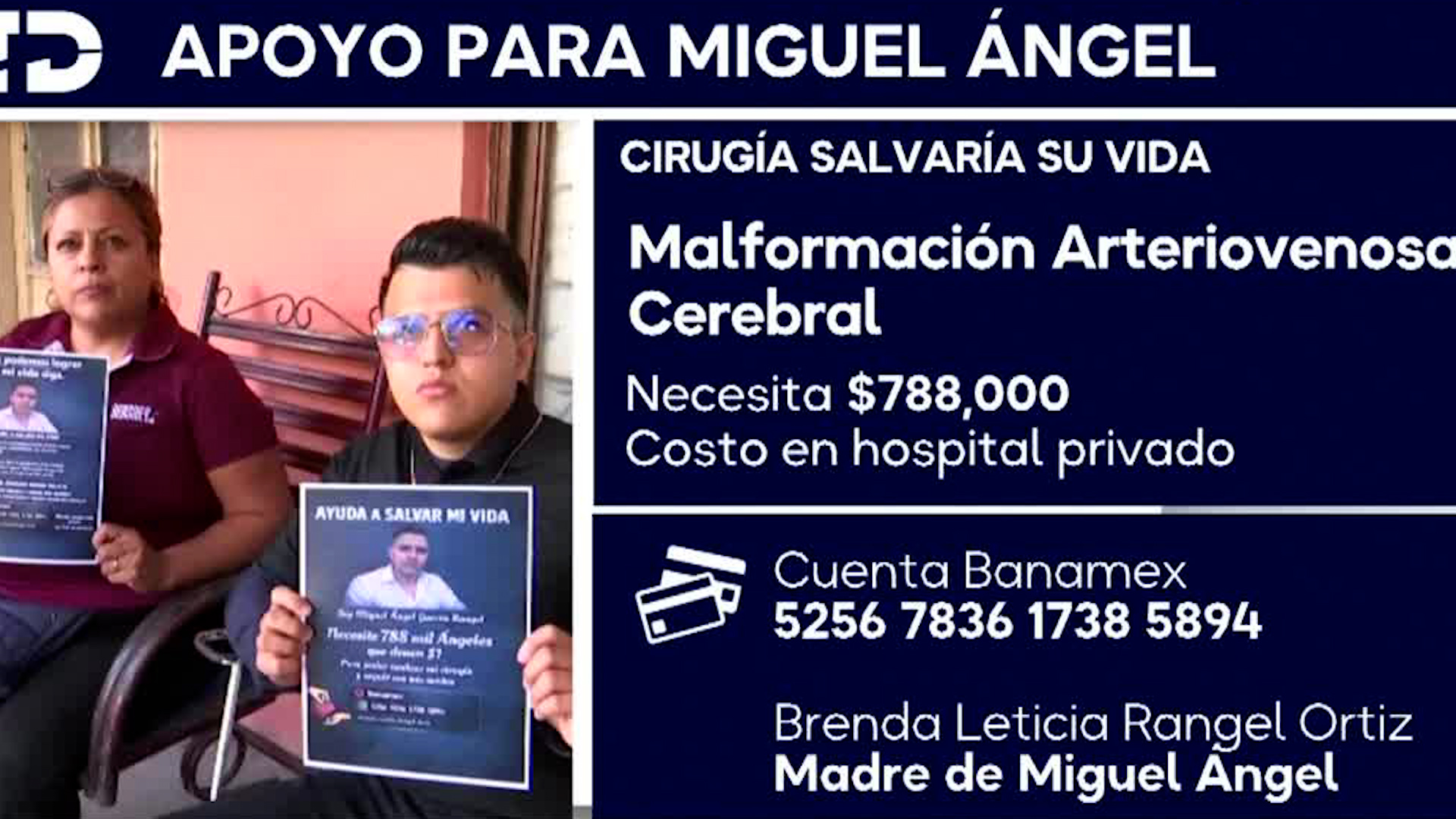 Miguel Ángel Guerra necesita 788 mil pesos para una cirugía de malformación arteriovenosa cerebral.