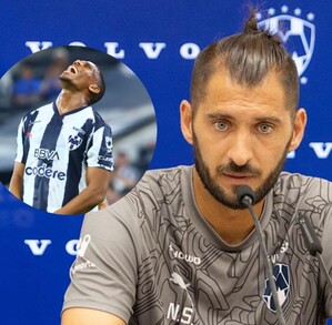 Nico Sánchez en conferencia de prensa con Rayados.