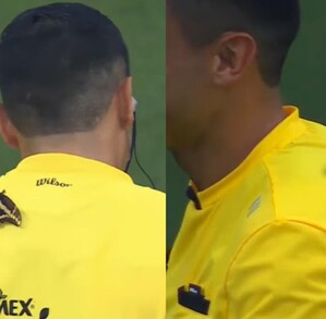 Mariposa sobre el arbitro del partido de Rayados vs San Luis