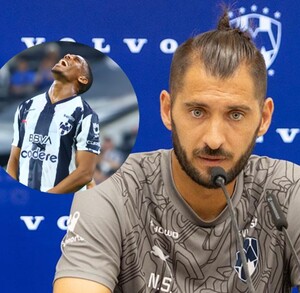 Nico Sánchez en conferencia de prensa con Rayados.