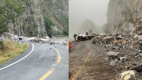Derrumbes en carreteras provocan bloqueos en los tramos Iturbide-Linares y Galeana-Linares.