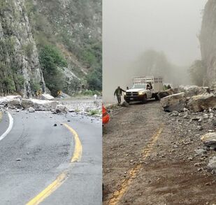 Derrumbes en carreteras provocan bloqueos en los tramos Iturbide-Linares y Galeana-Linares.