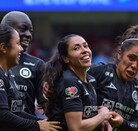Jugadoras de Cruz Azul femenil durante el partido de Liga MX.