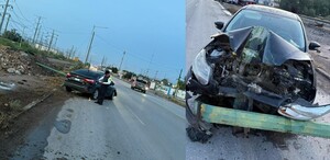 Choque destruido tras accidente en Gómez Palacio