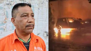 Juan rescató a un taxista que se encontraba al interior de un vehículo incendiado