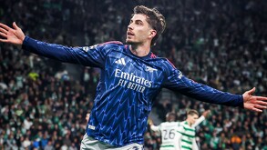 Kai Havertz, jugador del Arsenal en el partido de ida de los cuartos de final de la Champions League.