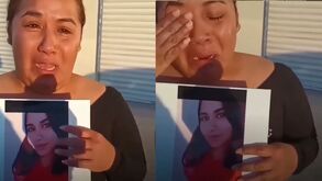 Madre de Leyla llorando.