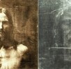 Santo sudario junto con la reconstrucción que podría ser, siendo parecido a la figura de Jescucristo.
