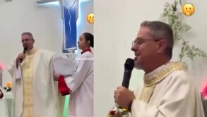 Sacerdote vistiendo una túnica en color blanco