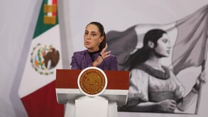 La presidenta de México, Claudia Sheinbaum durante la conferencia matutina sobre el minero hallado muerto en Santa Fe, Sinaloa.