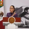 La presidenta de México, Claudia Sheinbaum durante la conferencia matutina sobre el minero hallado muerto en Santa Fe, Sinaloa.