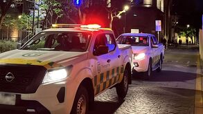 Unidades de la Secretaría de Transporte de Jalisco realizando la guardia