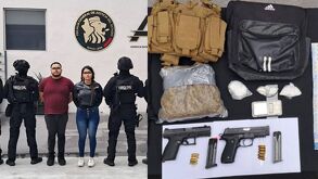 Pareja detenida con droga y armas