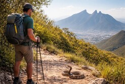 Imagen generada por IA para representar los casos de mordedura de serpiente de cascabel en Nuevo León.