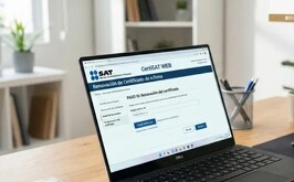 Computadora con la página para realizar la renovación del SAT ID para la declaración anual 2026.