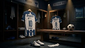 Vestidor de Rayados con la camiseta de Sergio Canales y Oliver Torres.