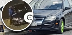 Auto Volkswagen con una imagen sobrepuesta de un auto cargando gasolina.