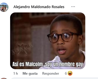 Captura de pantalla e una publicación en Facebook sobre un meme de Stevie en Malcolm in the Middle