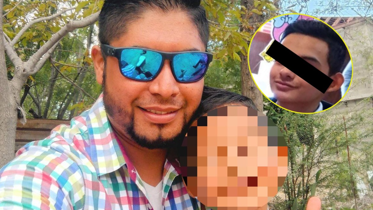 HOMBRE CON LENTES JUNTO A MENOR CON LA CARA CENSURADA