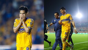 Diego Laínez y Vladimír Loroña saliendo en la situación con Tigres.