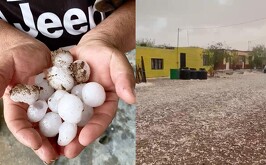 Granizo azotando en San Pedro, Coahuila.