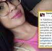 Mujer de lentes y con blusa rosa junto a una imagen de una publicación de Facebook.