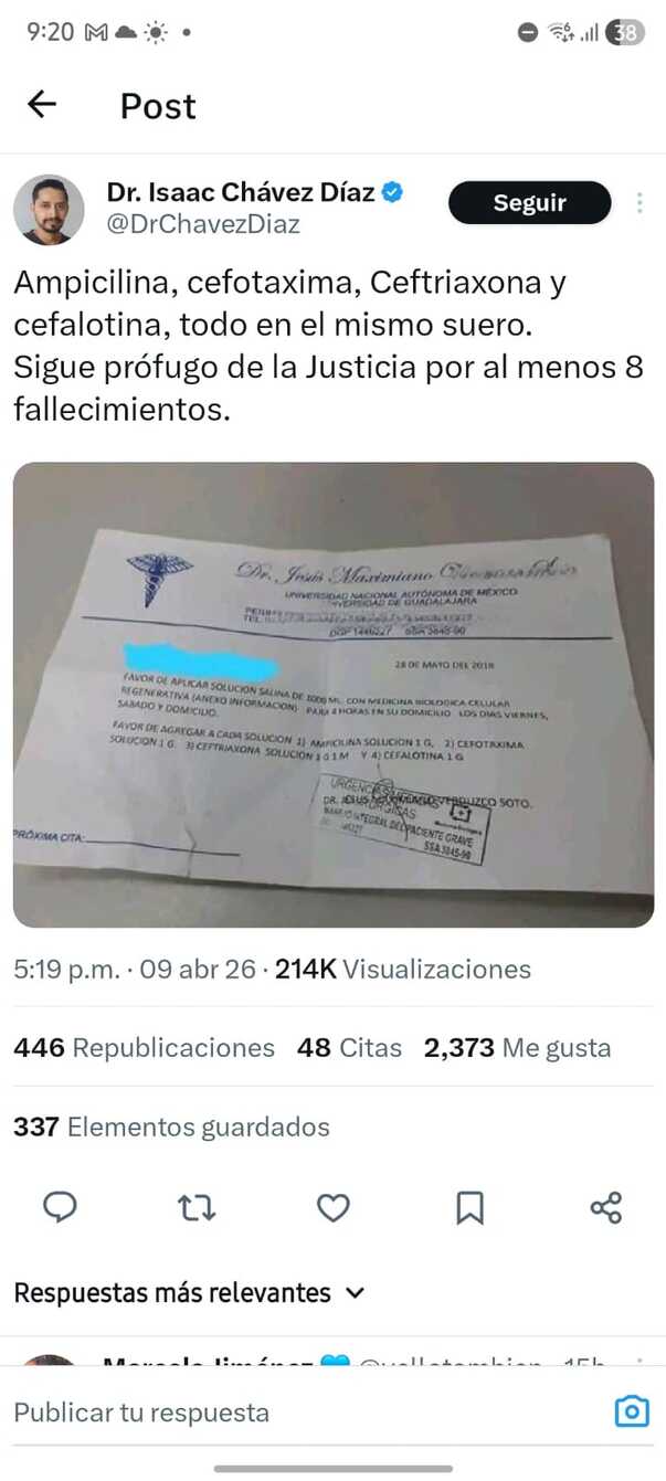 Receta del Dr. Jesús Maximiliano 'N'