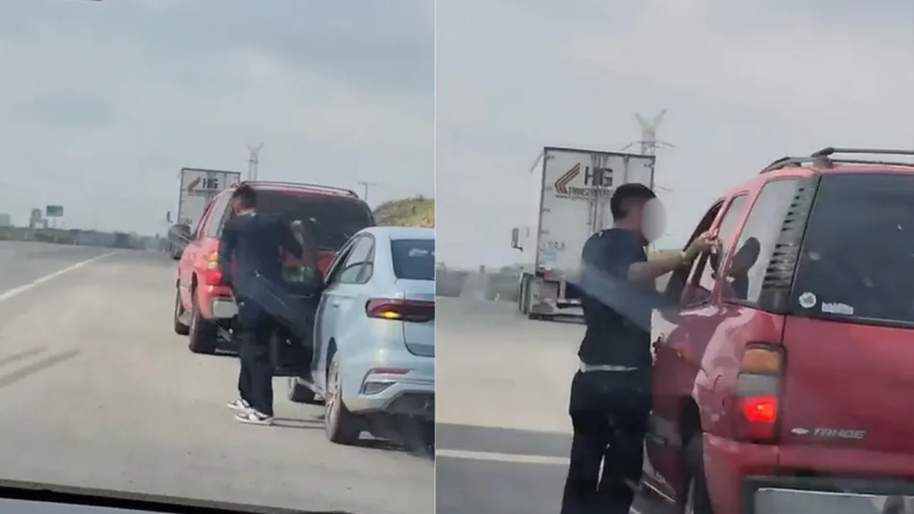Un presunto asalto fue captado en video por un automovilista en la carretera Monterrey–Laredo, a la altura del kilómetro 34.