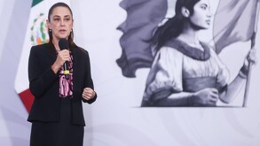 Claudia Sheinbaum en la conferencia mañanera del pueblo de México.