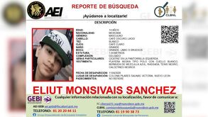 Fiscalía de Nuevo León busca a Eliut Monsiváis Sánchez, de 14 años, desaparecido en la colonia Los Pilares, Salinas Victoria. Reportan otro joven desaparecido.