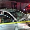 Choque fatal en Matamoros, carro destruido.