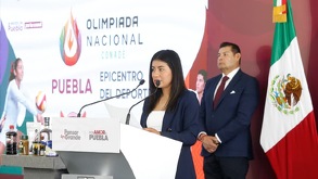 gabriela la bonita sánchez en la presentación de la  olimpiada nacional conade 2026 puebla