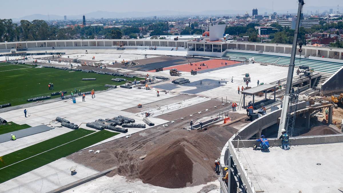 Vista desde arriba de la construcción de la Universidad del Deporte en Puebla