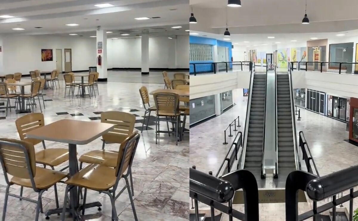 Plaza Imagen, escaleras eléctricas y lugar de restaurantes.