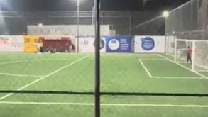 Aspecto de una cancha de futbol en el municipio de Tepanco de López, Puebla.