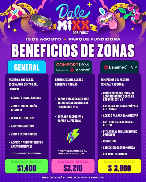 Precios de boletos Early Bird del Dale Mixx 2026.