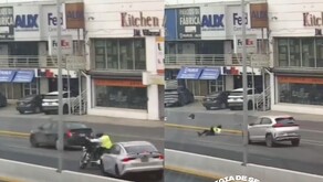 Momento de atropello de tránsito de Monterrey en avenida Gonzalitos.