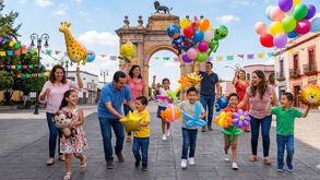 Niños en la plaza de la calzada en León Gunajuato