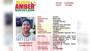 La Fiscalía de NL busca a Edgar Mateo Flores Ávila, de 8 años, desaparecido en Galeana junto a sus abuelos tras el robo de un tractocamión.