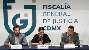 Bertha Alcalde Luján, fiscal general de la FGJ de la Ciudad de México anuncia la suspensión de funcionarios.