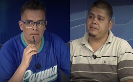 Ángel Carrillo en imagen junto a padre de menor agredida en Gómez Palacio.