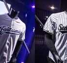 Nuevas jerseys de Sultanes de Monterrey en el Walmart Park.